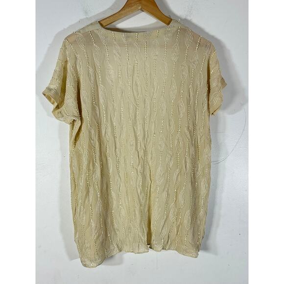 WHAT GOES AROUND COMES‎ AROUND Anthropologie Silk Beaded Cardi Womans S Cottage - Picture 6 of 11